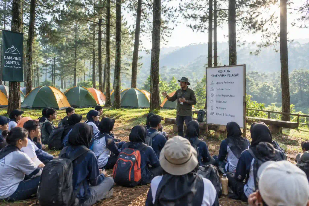Morning Pine Forest Camp Briefing