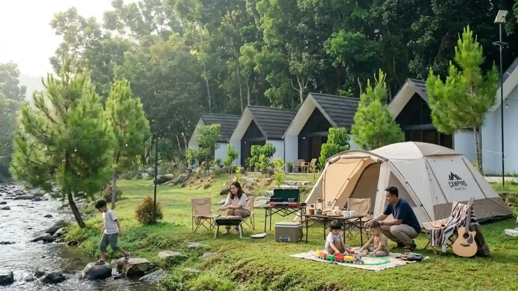 camping pinggir sungai di sentul suasana sejuk dan bisa akses sungai